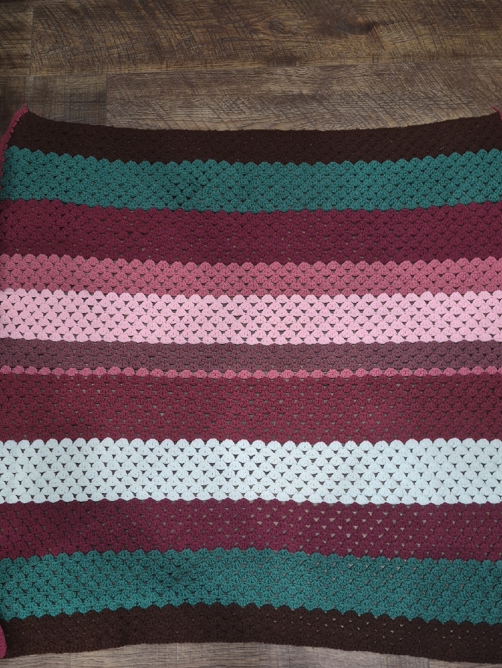 Handmade Vintage Striped Ice Cream Crochet Decor Knit Throw Blanket Cottagecore